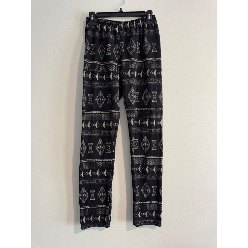 Earthbound Trading Co Geometric Knit Leggings Women L/XL Black Boho Pattern
